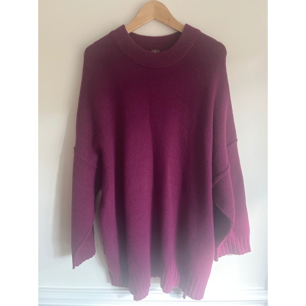 Free People Easy Street Slouchy Sweater Size Small Bohemian Oversized Purple
